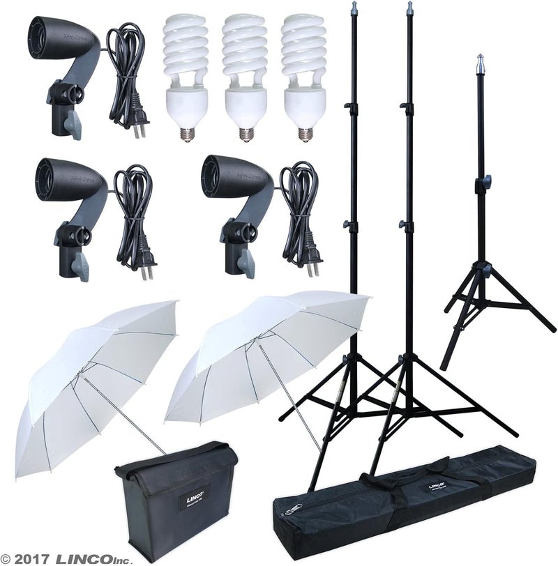 Lincostore 600W Photography Photo Video Portrait Studio Day Light Umbrella Continuous Lighting Kit AM153 - Image 3